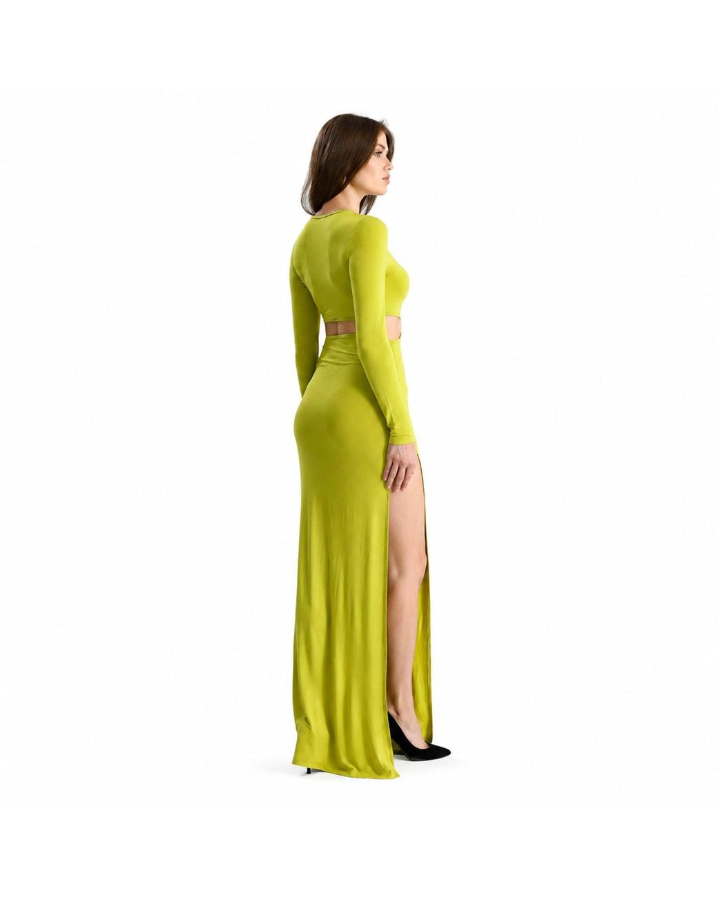 Maison De Gala Yellow Celeste Lime Maxi Dress