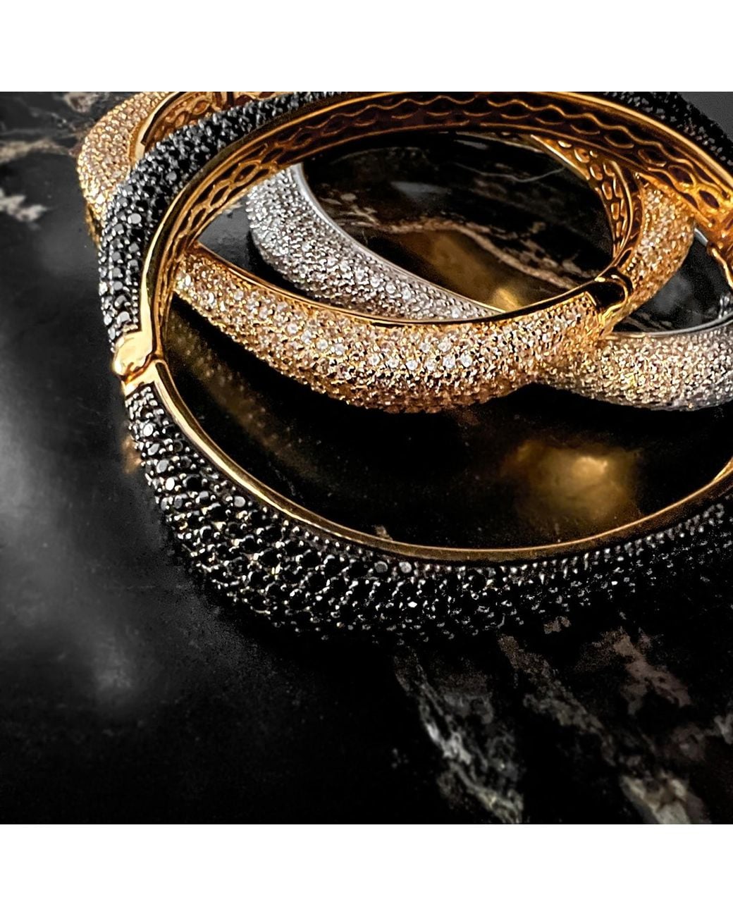 SALLY SKOUFIS Metallic Behold Bangle With Made Diamonds