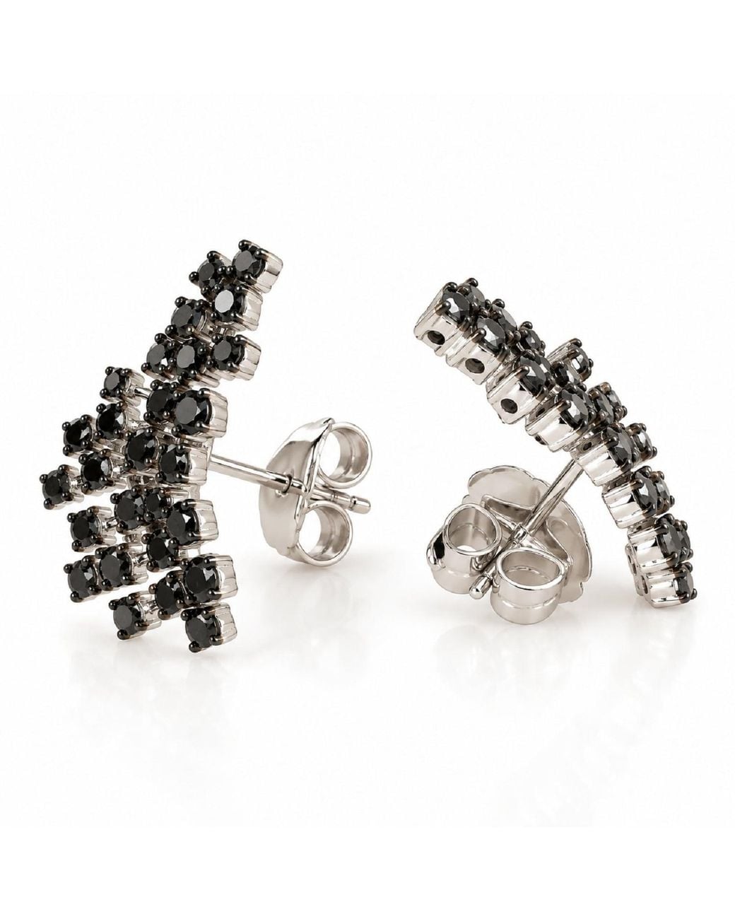 Artisan Black 14K Diamond Cluster Statement Stud Earrings