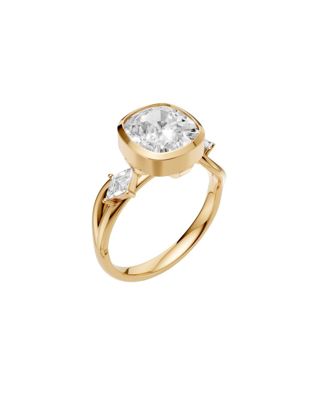 Aya Fine Jewelry White Sienna Cushion & Kite Lab Grown Diamond Trilogy Engagement Ring
