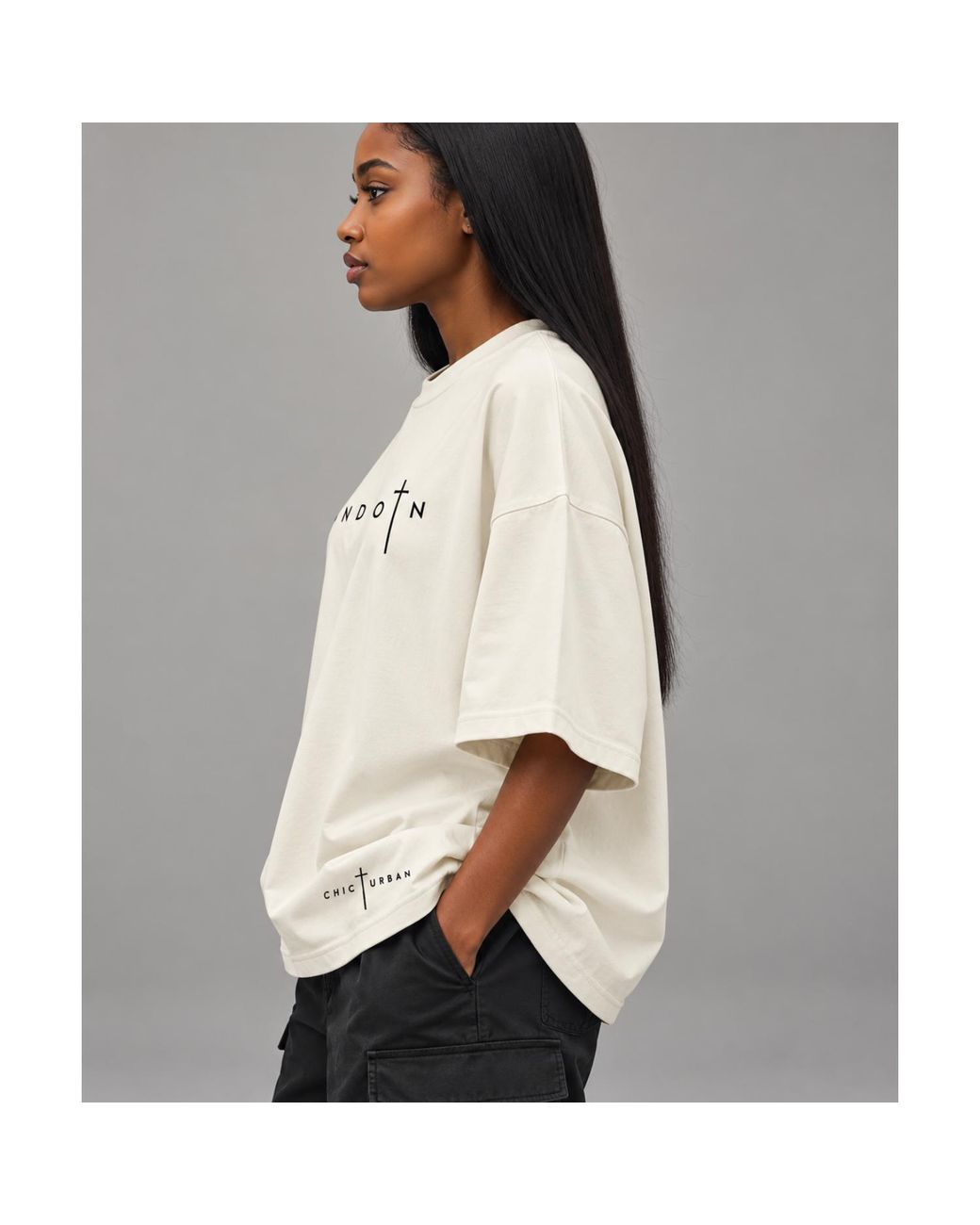 Chic Urban London Grace Oversized Offwhite T-Shirt