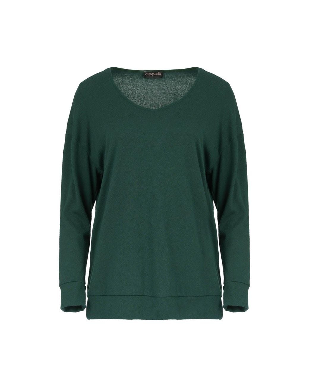 Conquista Green Dark V Neck Knit Top