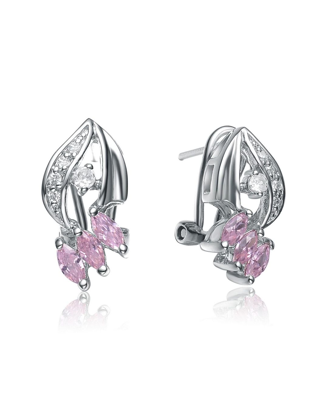 Genevive Jewelry Metallic Sterling Cubic Zirconia Earrings