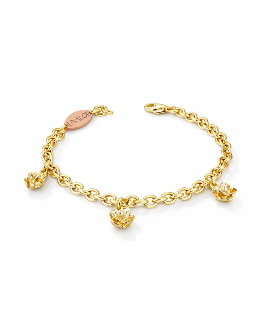 Unaloe Metallic Vermeil Rose Charm Bracelet Florida – Handmade Italian Chain Jewelry