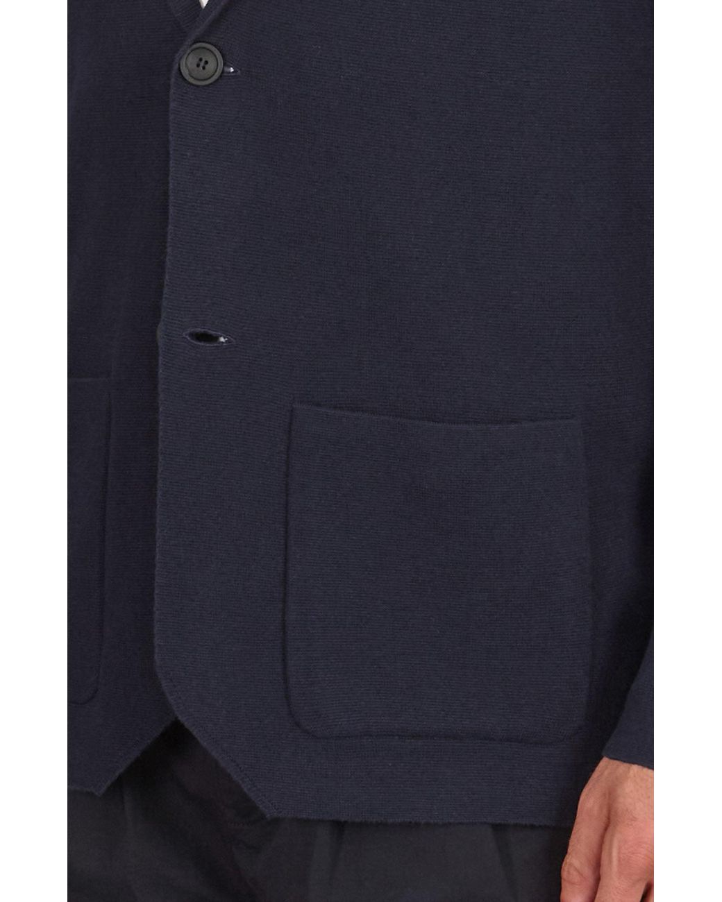 Paul James Knitwear Blue Lightweight Organic Cotton Linen Luca Knitted Blazer for men