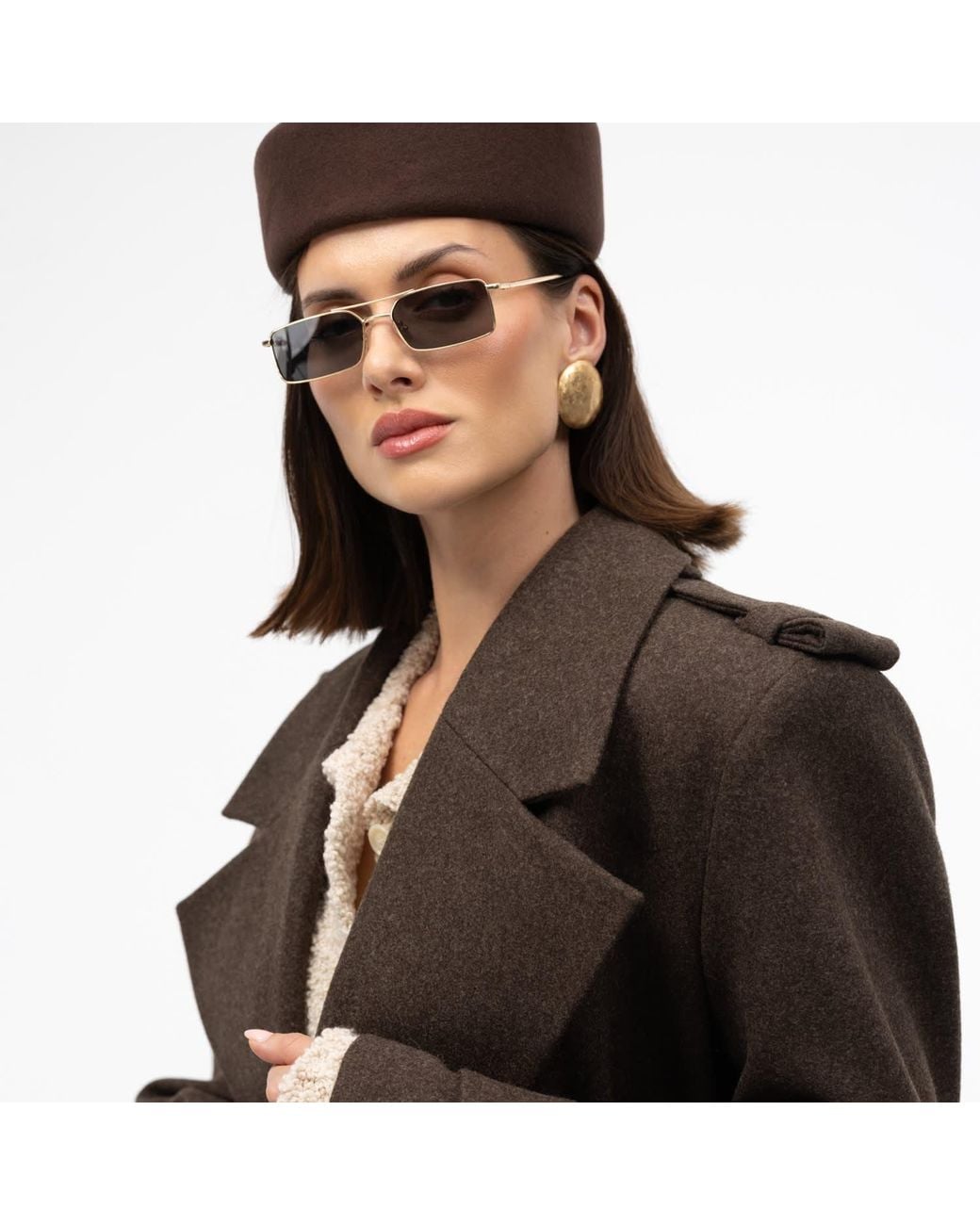 Mandragora Brown Double Breasted Wool Coat With Belt Rove