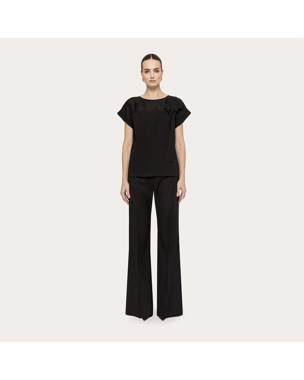 Nissa Black Bow-Detail Top