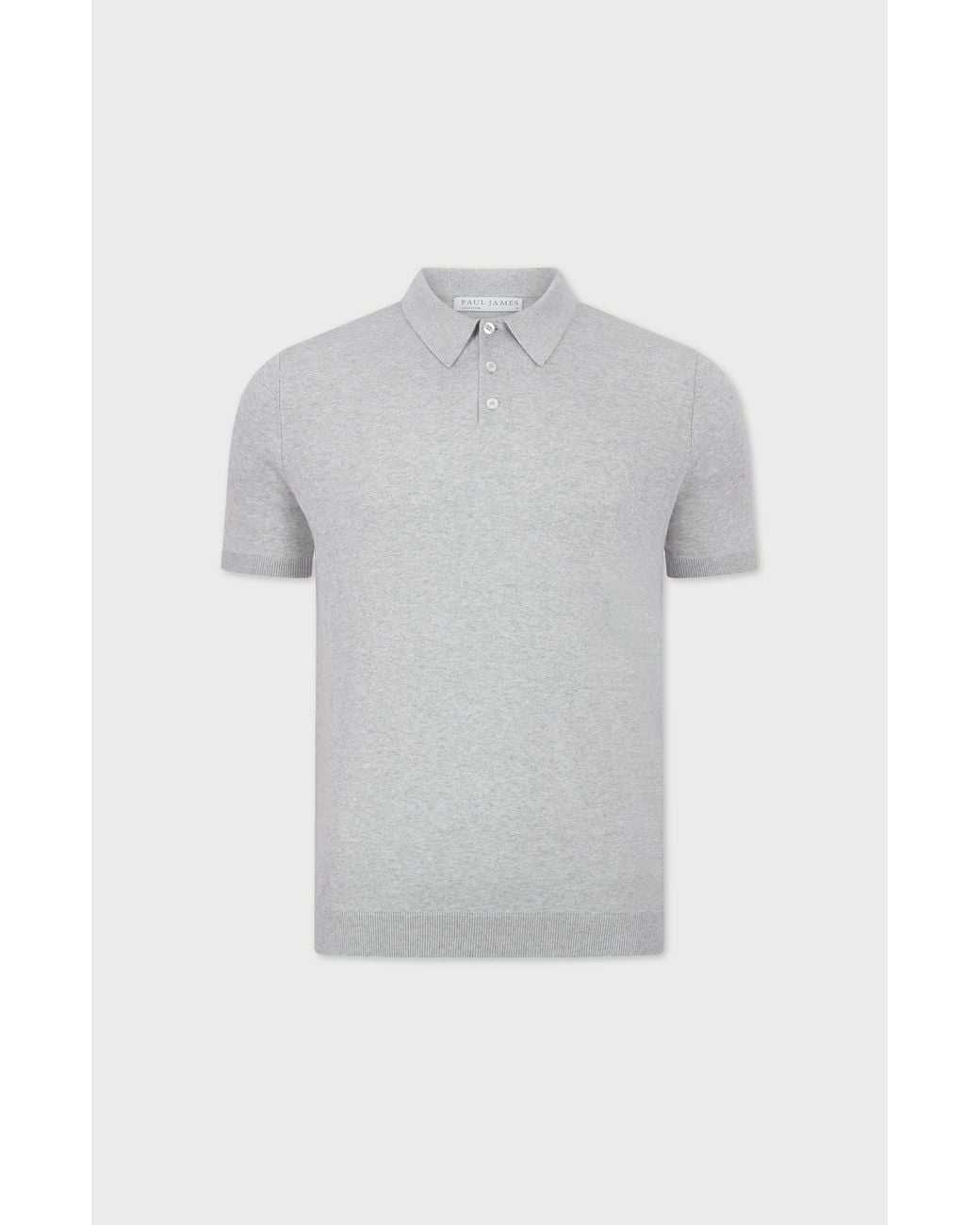 Paul James Knitwear Gray Neutrals Ultra Fine Cotton Earl Short Sleeve Polo Shirt for men