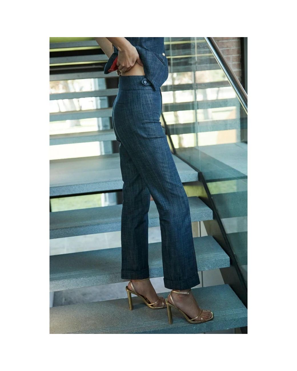 The Extreme Collection Blue Denim Tailored Straight-Leg Trousers Atelier