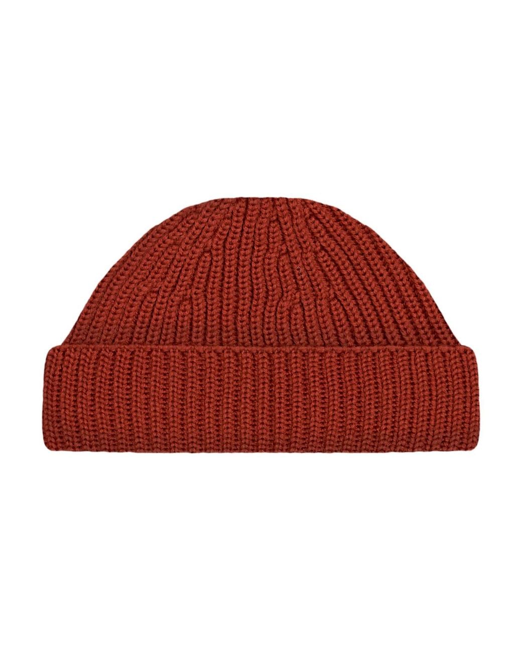 Paul James Knitwear Red Heavyweight Extra Fine Merino Caster Fisherman Beanie for men