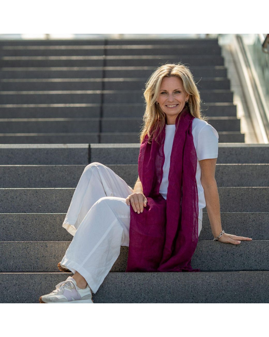 Heritagemoda Purple Classic Plum Summer Handwoven Linen Scarf