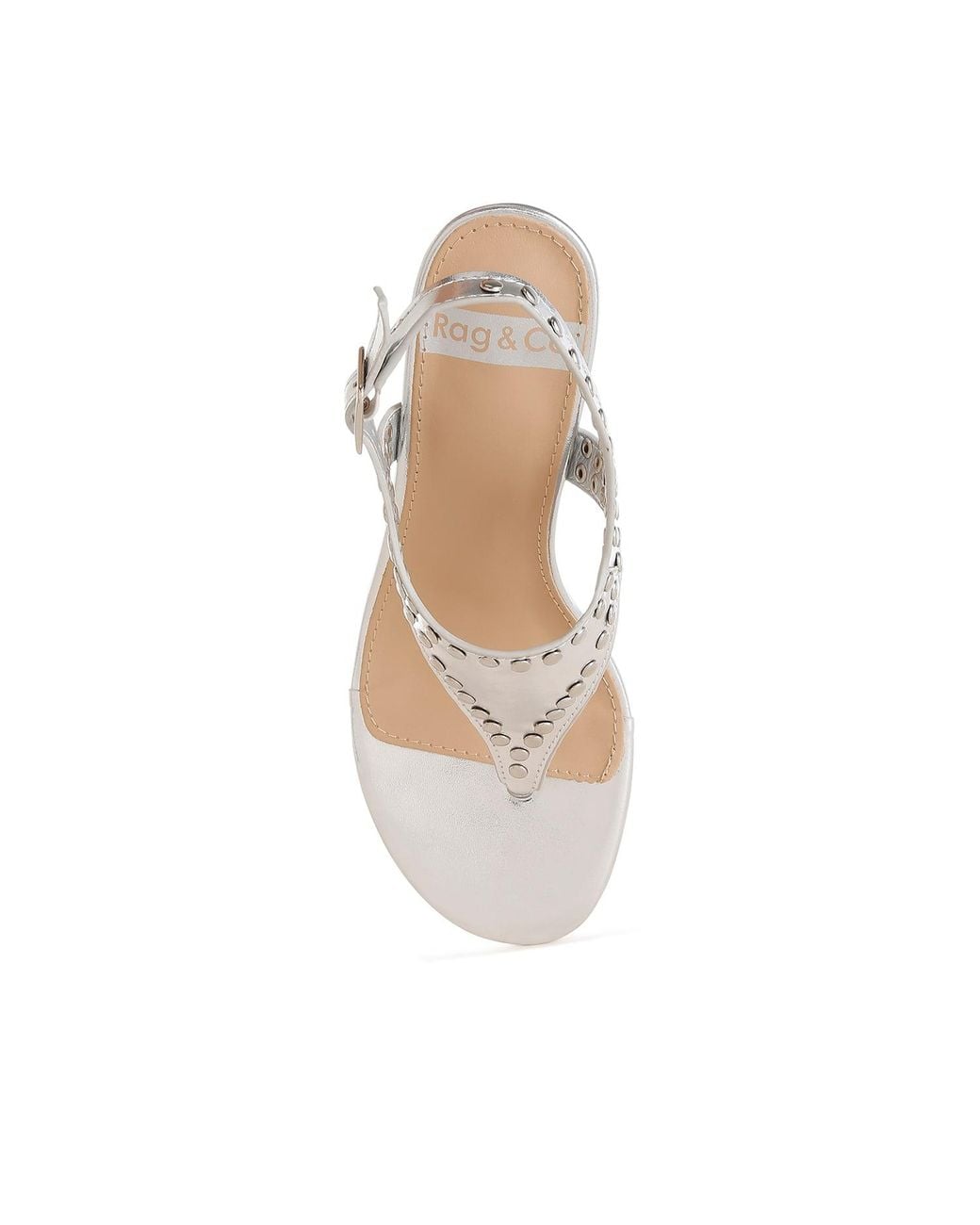 Rag & Co White Chan Metallic Studded Statement Heels