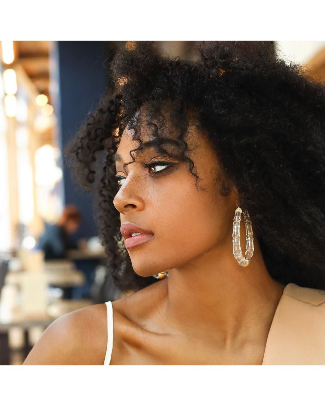 Gold & Honey Metallic Chloe Bamboo Hoop Earrings