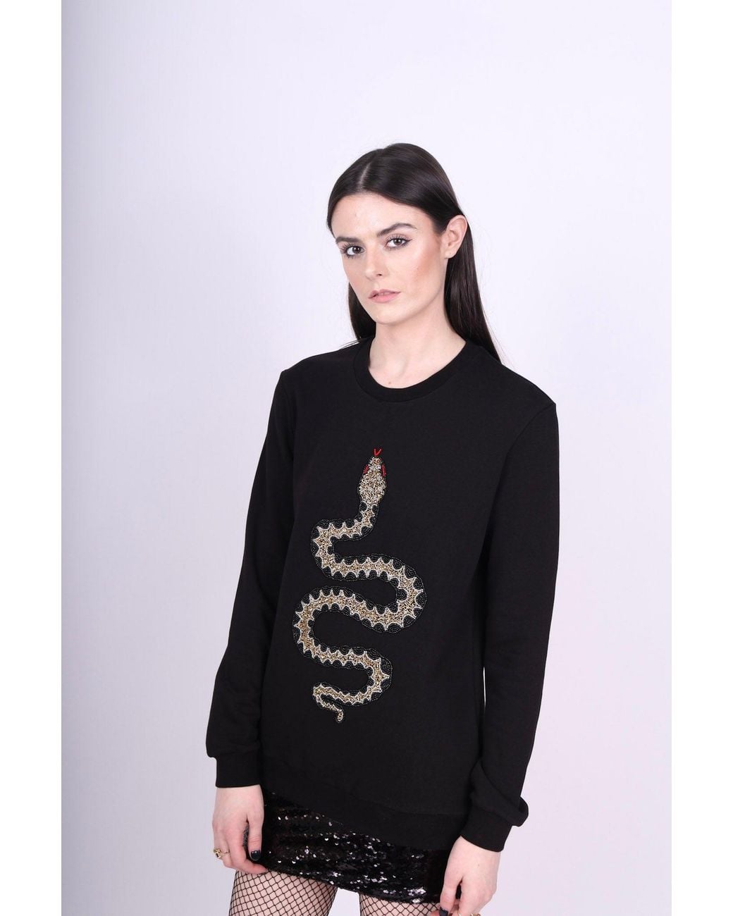 Any Old Iron Black Beaded Snake Sweatshirt for men
