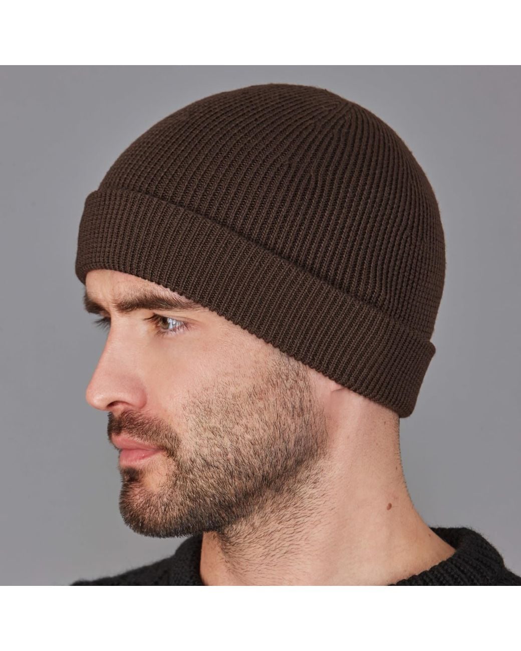 Paul James Knitwear Black Heavyweight 100% Extra Fine Merino Fisherman Beanie
