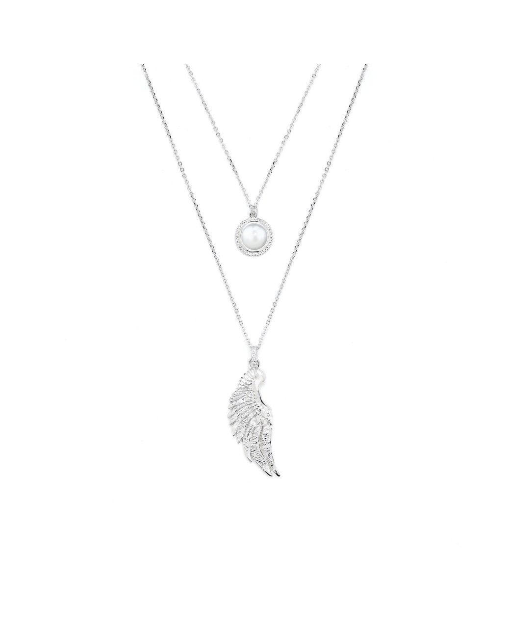 Seven Saints Metallic Archangel Gabriel Angel Of Communication Necklace, Rhodium, Clear Quartz