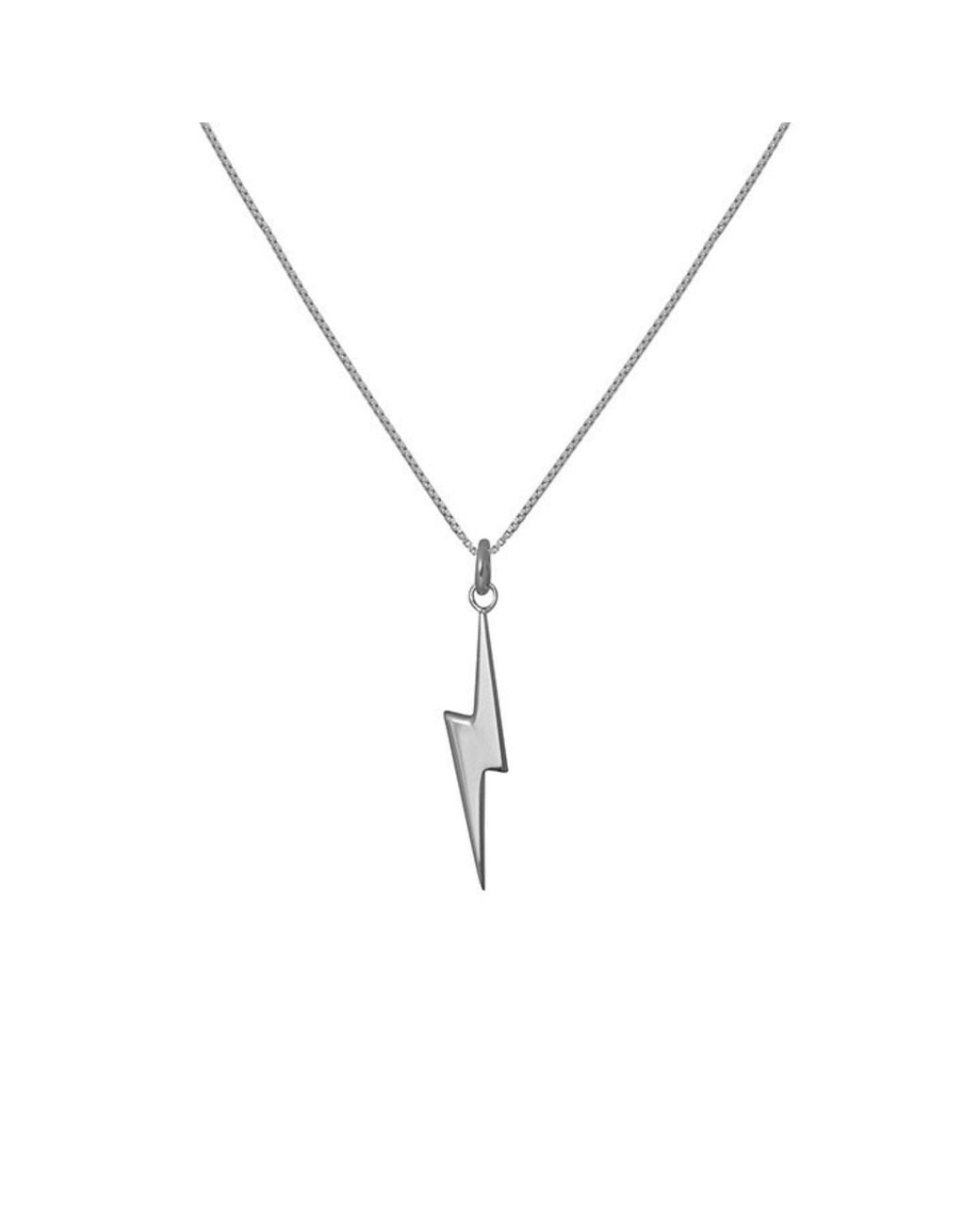 Edge Only Metallic Mini Pointed Lightning Bolt Pendant Sterling