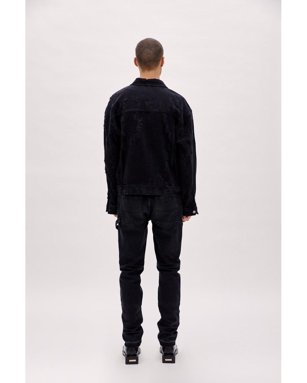 Pcfg Black Distressed Denim Jacket for men