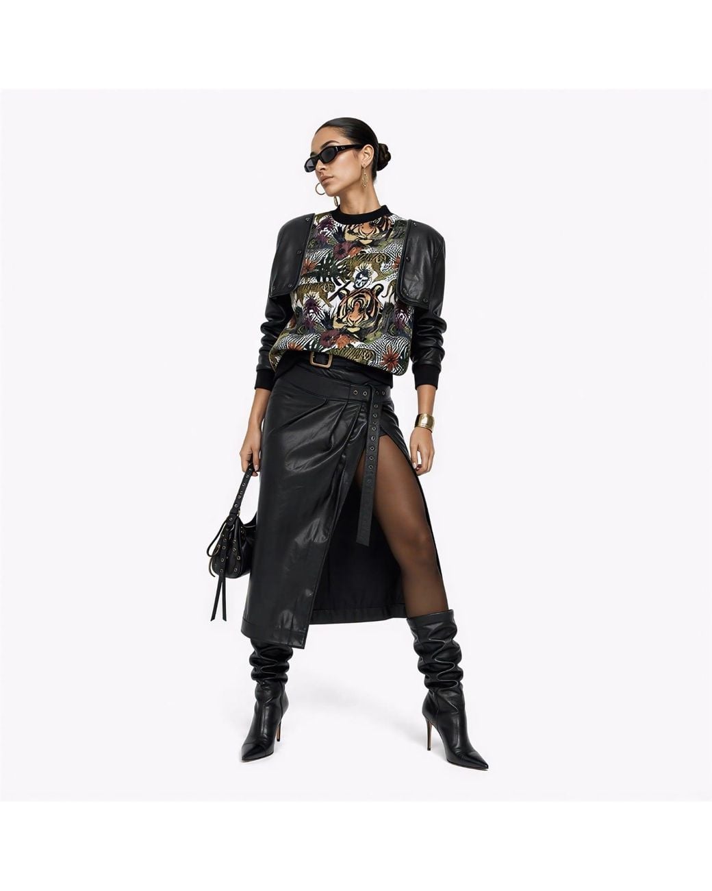 Zasta Studio Black Detachable Leather Cotton Hybrid Sweatshirt