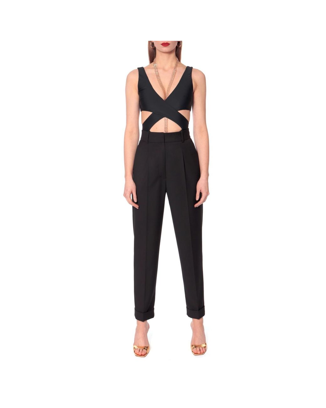 AGGI by HALEWSKI Black Kelly Rich Tailored Trousers With Cuffs