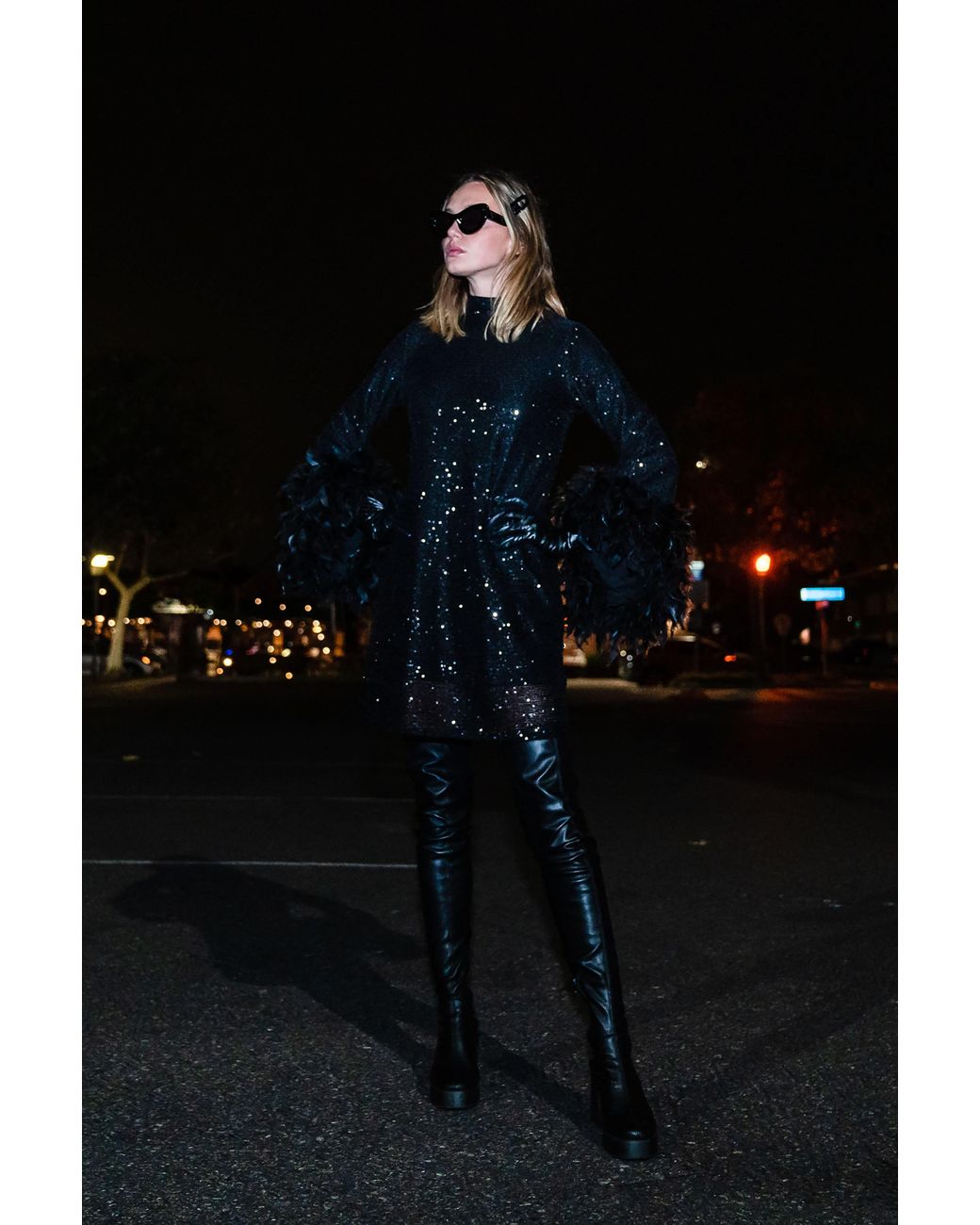 Jennafer Grace Black Time Warp Sequin Mod Mini