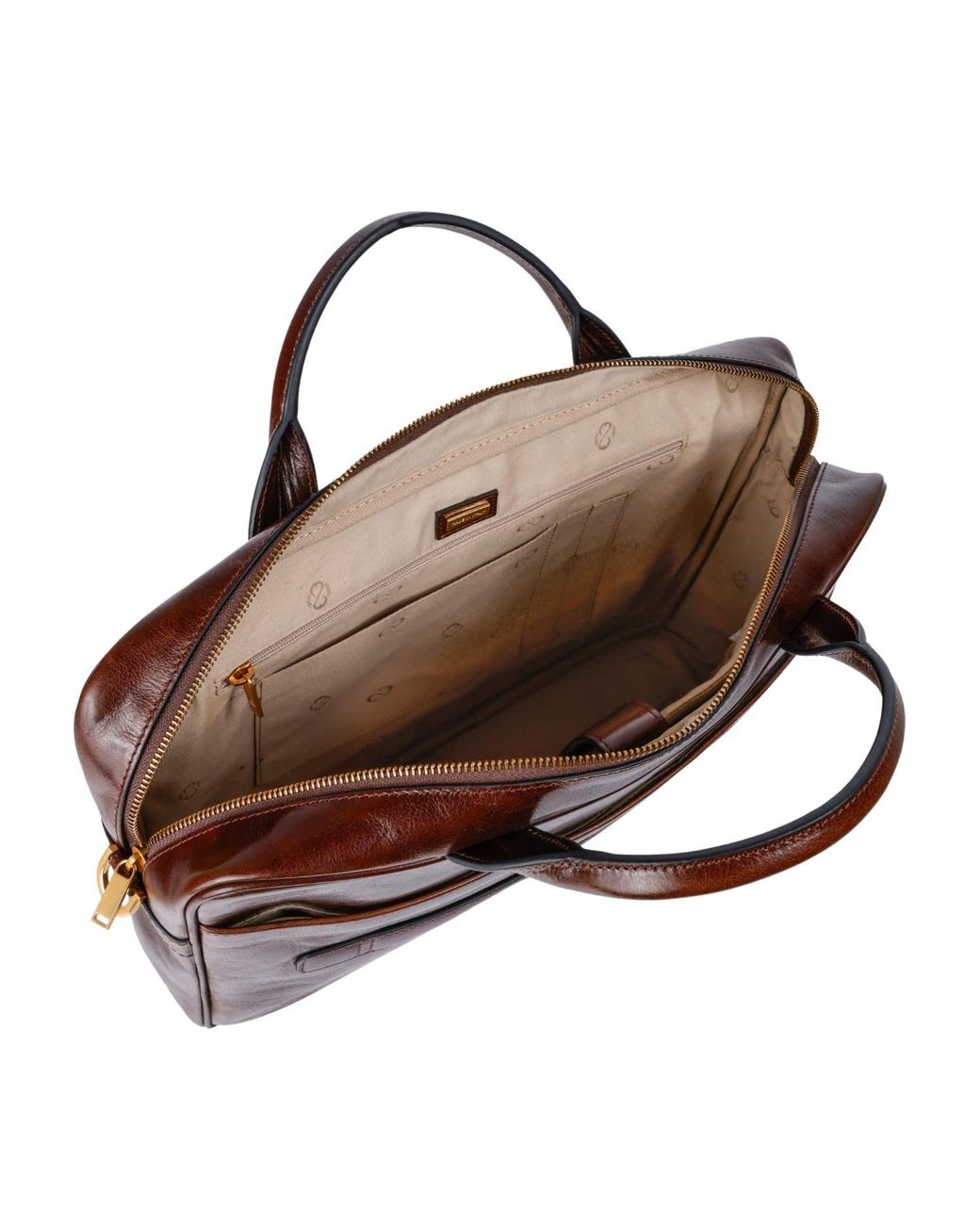 Time Resistance Brown Leather Briefcase Laptop Bag for men