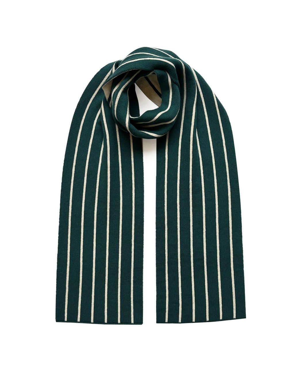 INGMARSON Green Thin Stripe Wool & Cashmere Scarf