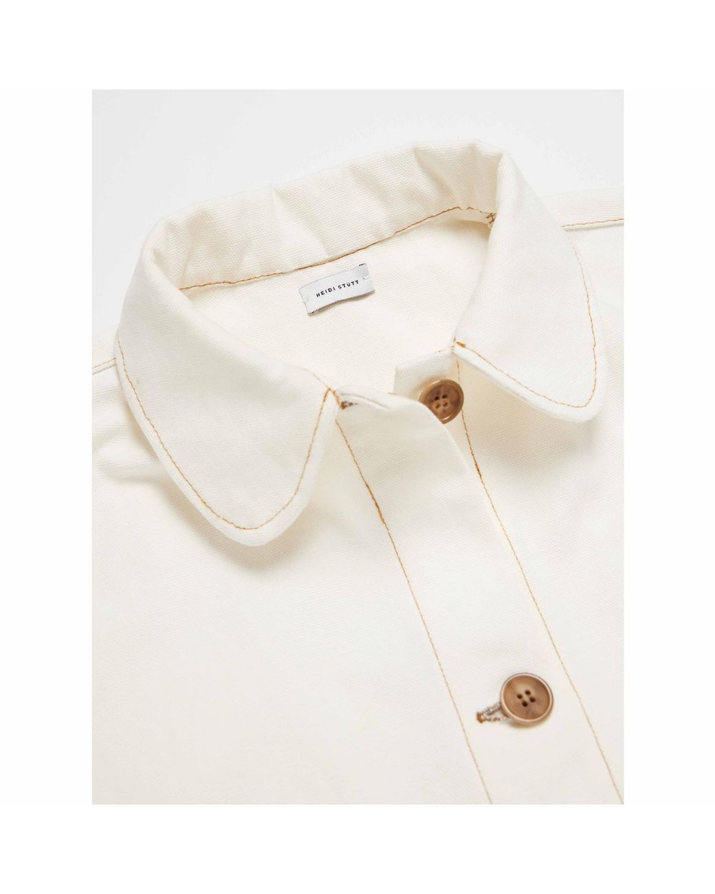 Heidi Stutt White Cotton-Canvas Shacket
