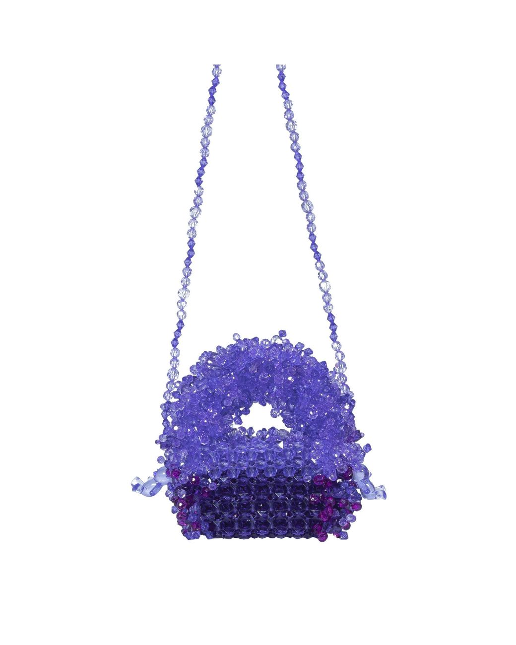 Tillie Beads Purple Fluffy Mini Bead Bag Bear Charm