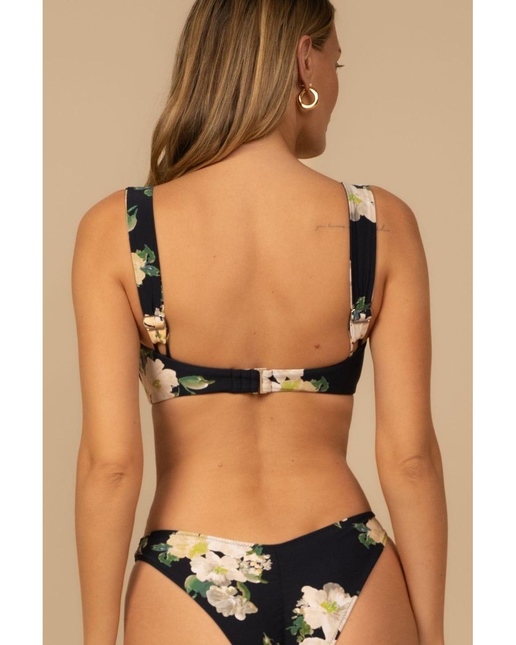 Montce Black Liz Floral Victoria Bikini Top