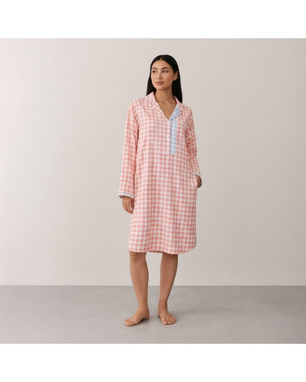 NoLoGo-chic Pink Gingham Nightwear Nightshirt Cotton