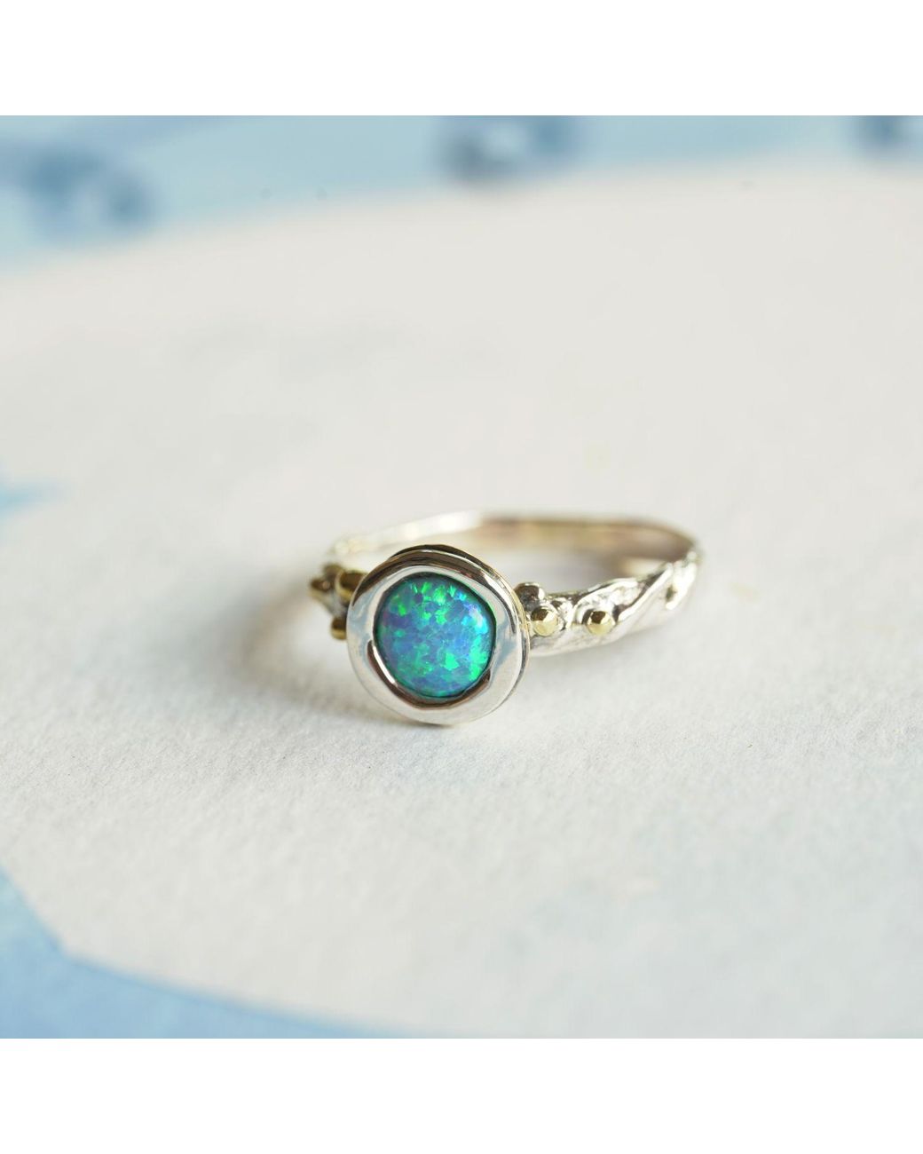 Isla Silver Blue Handmade Opulent Opal Ring