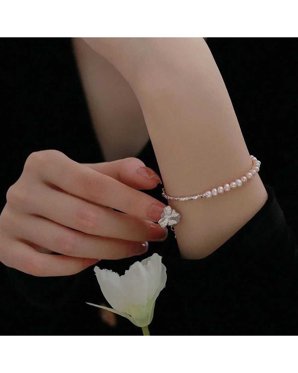 Angel Barocco Metallic Beaded Freshwater Pearl Irregular Bracelet