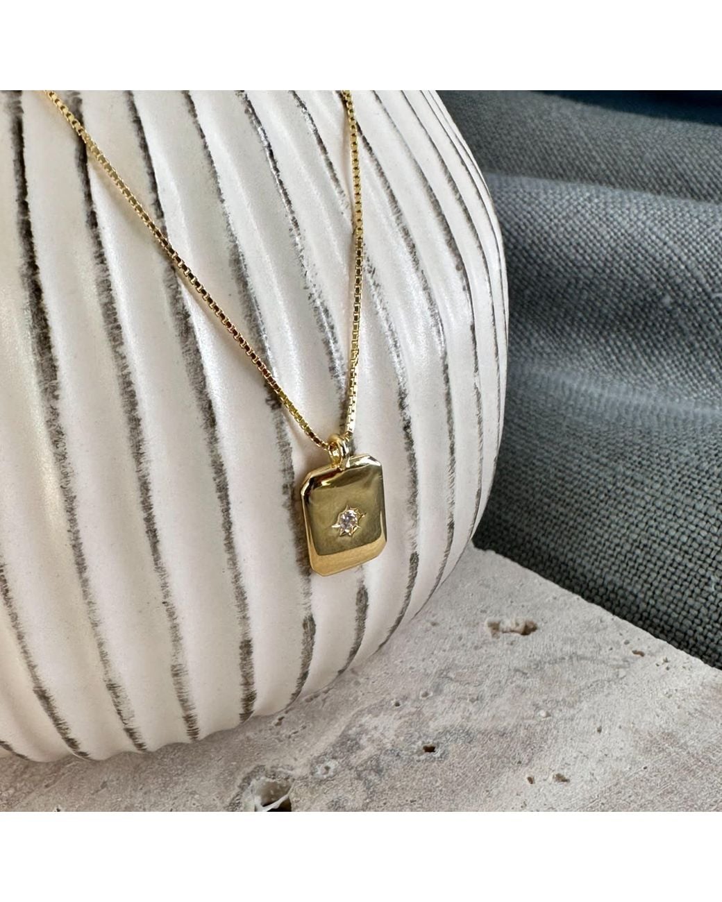Clemence Wren Metallic Gemstone Token Pendant Necklace