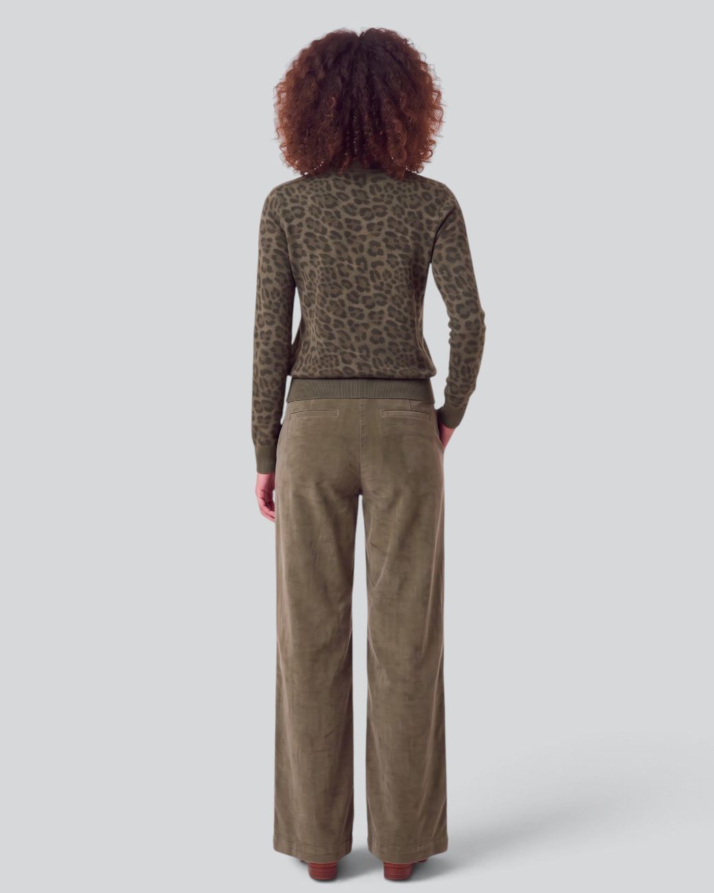 Lords of Harlech Green Rona Leopard Sage Merino Silk Cashmere Turtleneck