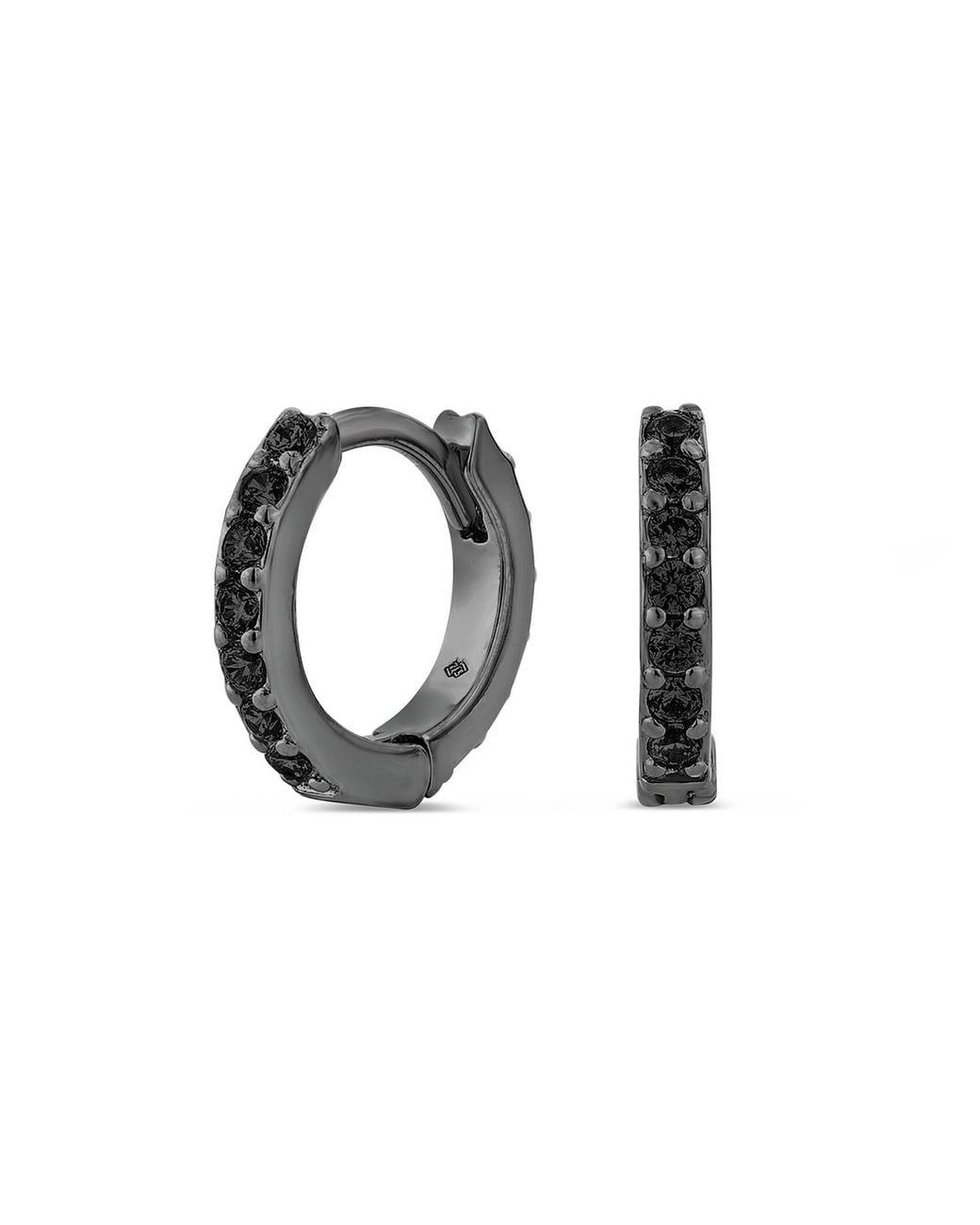 SALLY SKOUFIS Black Light Huggie With Made Cz Diamond Stimulant