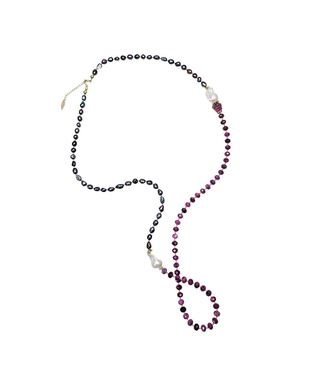 Farra Purple Pearls With Agate And Baroque Pearls Long Necklace