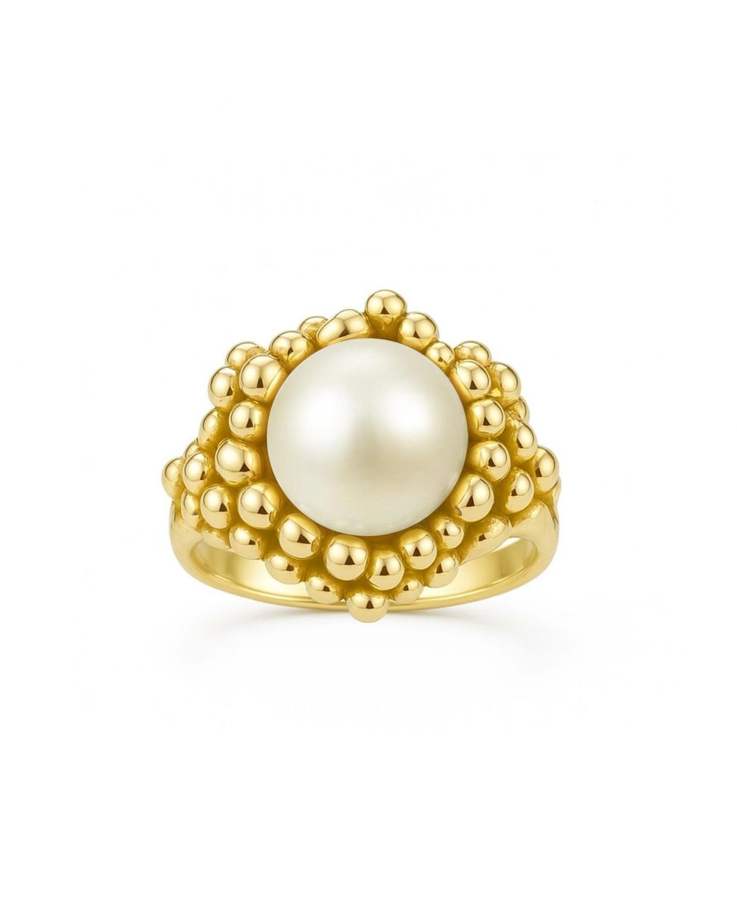 Unaloe Metallic Vermeil Natural Pearl Statement Ring – Sterling, Handmade Italian Fine Jewelry