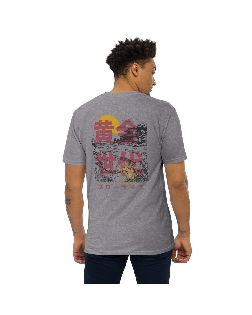 Anchor and Crew Gray Heather Three Farmhouse Japan Era Heavy Cotton T-Shirt for men