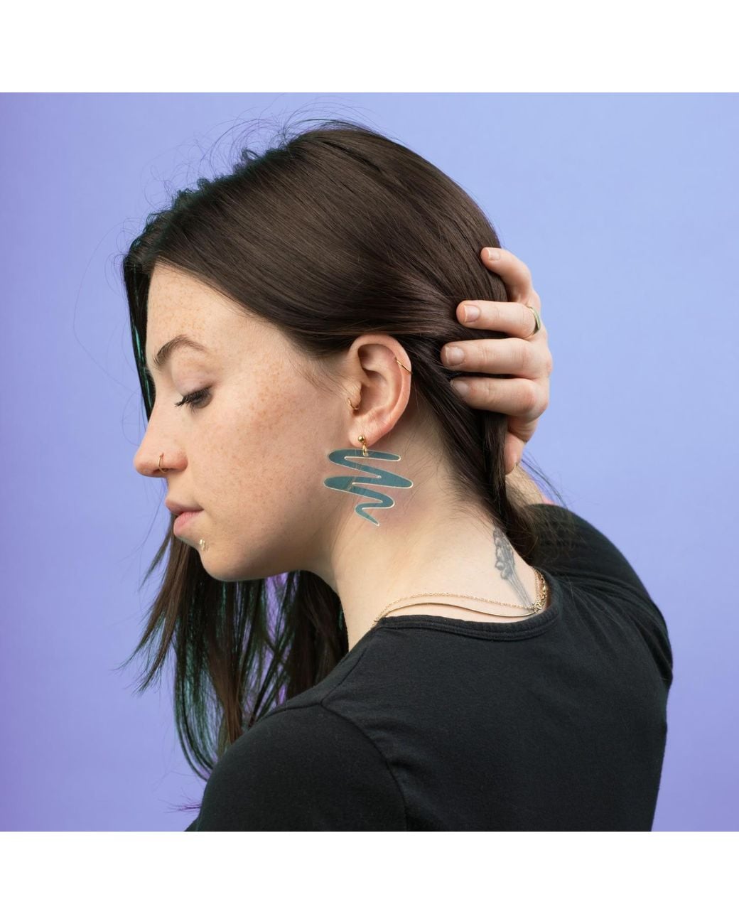 By Chavelli Blue Neutrals Squiggle Dangly Earrings