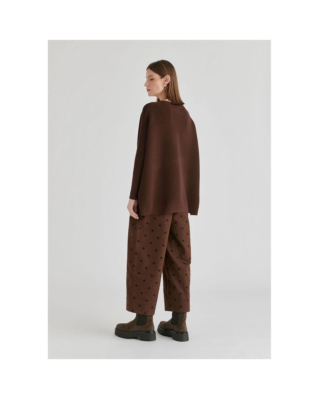 Paisie Brown Ribbed Jumper