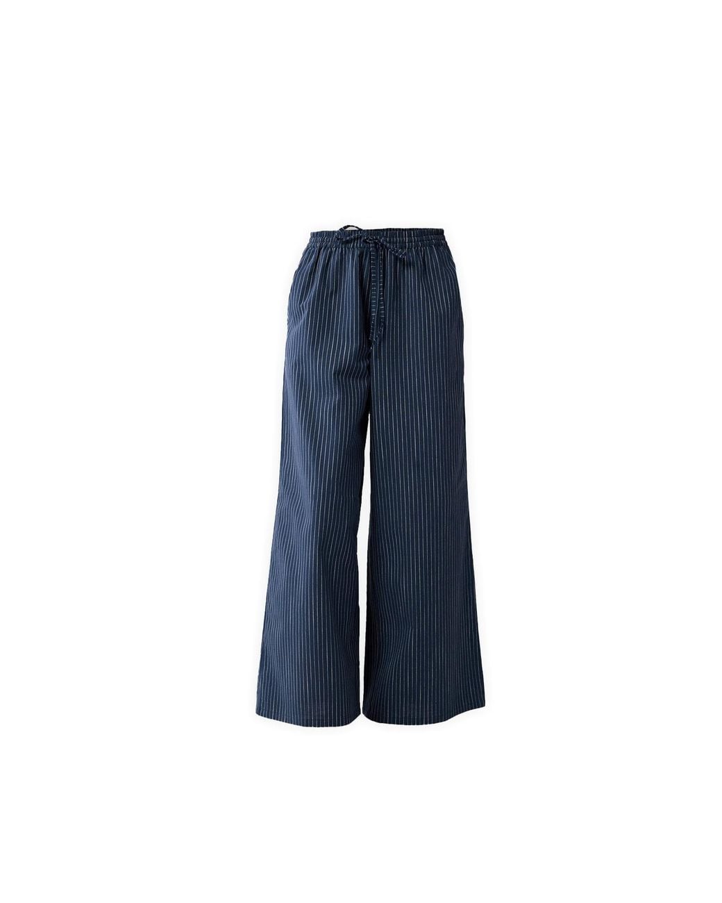 REISTOR Blue Wide-Leg Drawstring Pants With And Stripes