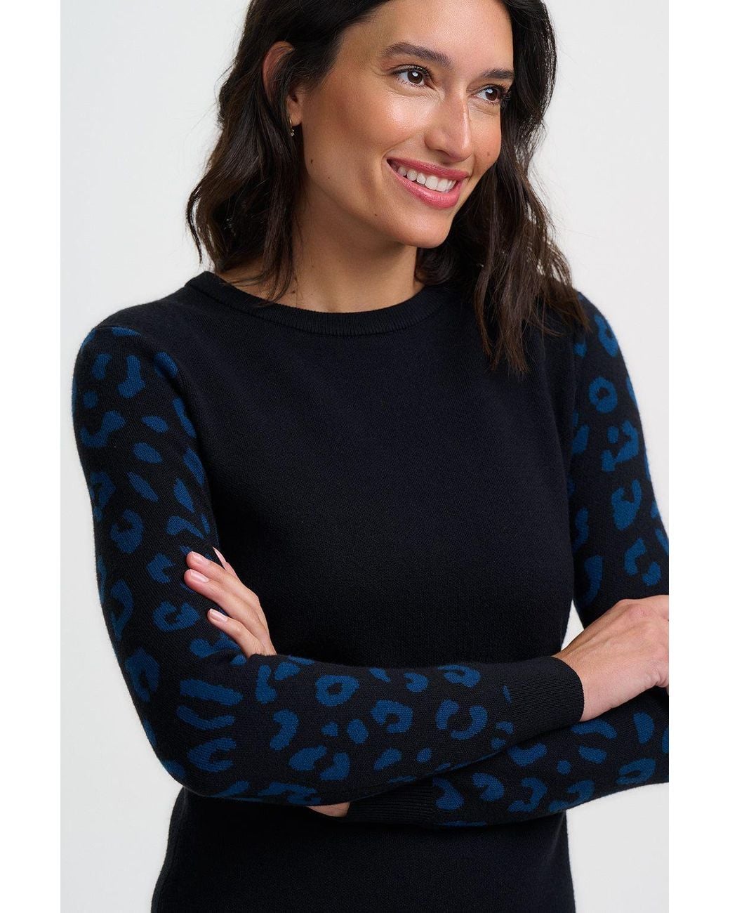 Sugarhill Black Malia Knitted Short Dress Animal Sleeves