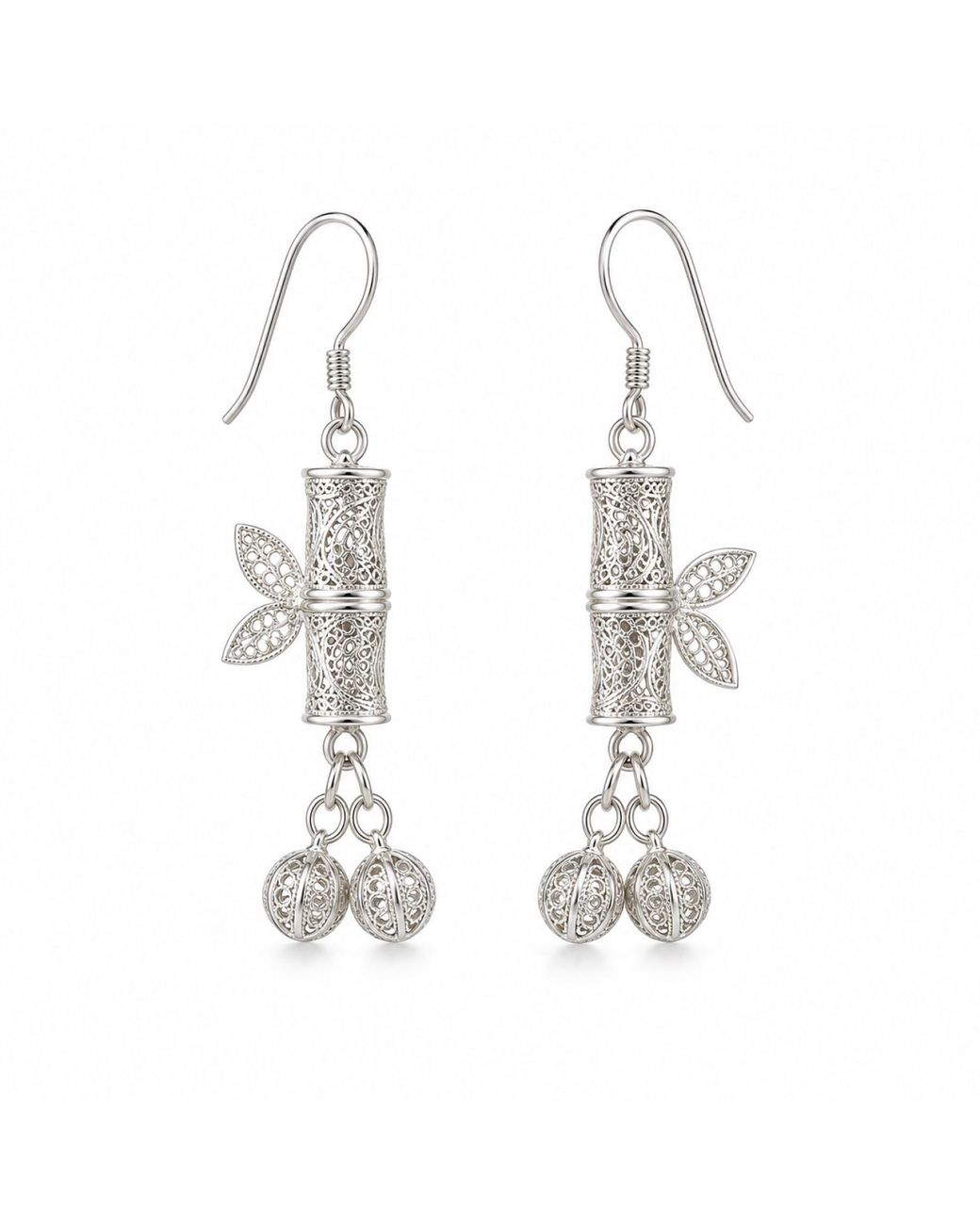 Yieon Metallic Sprout Bamboo Fine Filigree Drop Earrings