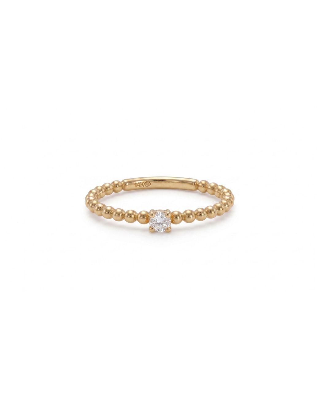 Zahav Jewelry Metallic 14K Solid Beaded Natural Diamond Ring