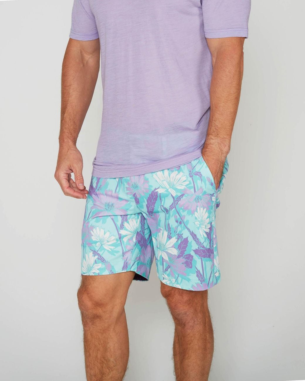 Lords of Harlech Blue Neptune Springtime Tailored Swim Short for men
