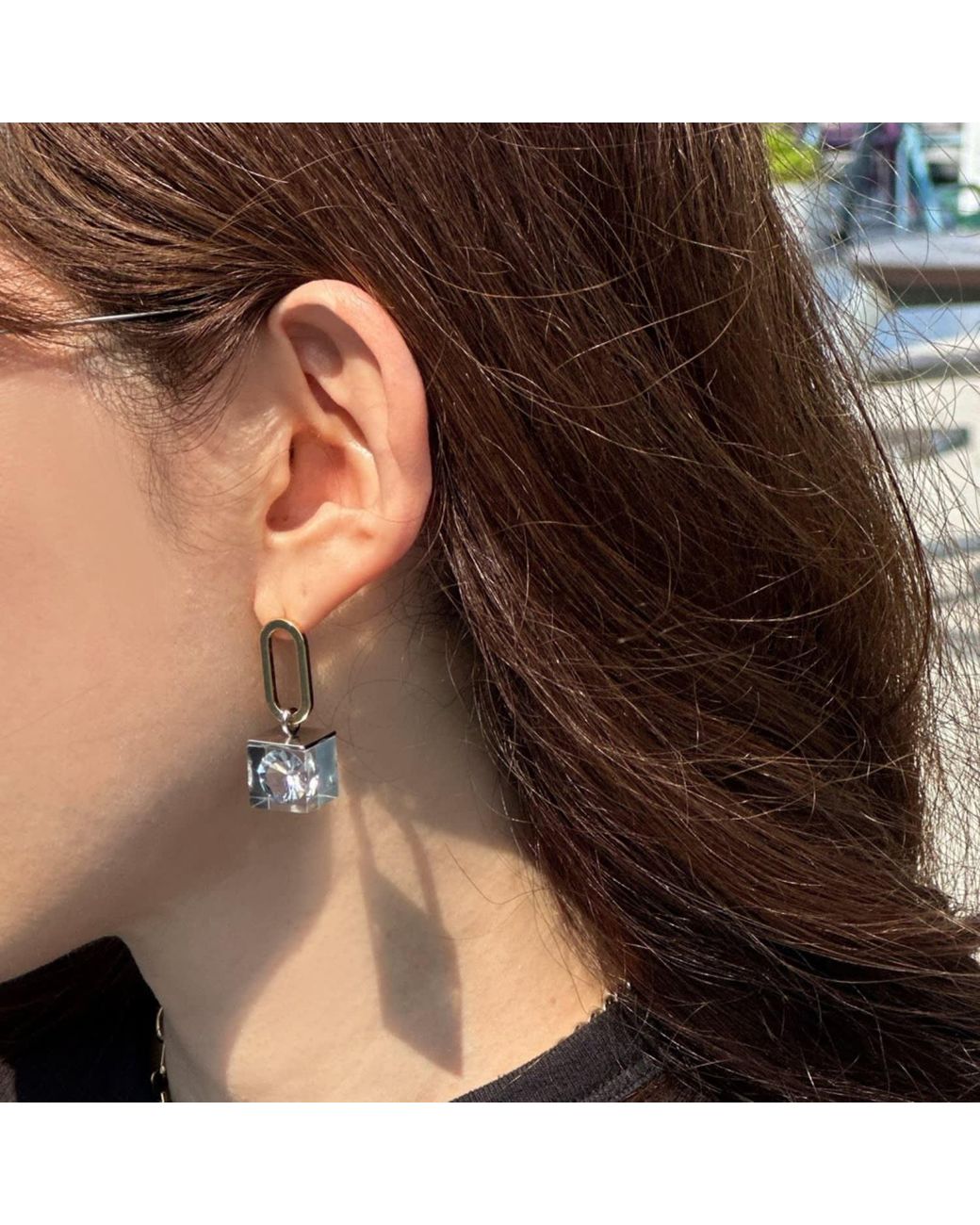 Iostudio Metallic Sparkle Oval Earring