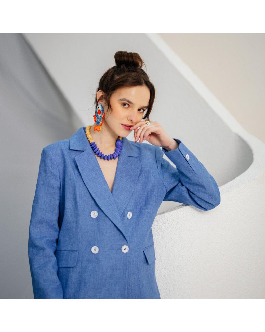 Sunset Magic Studio Blue African Statement Necklace