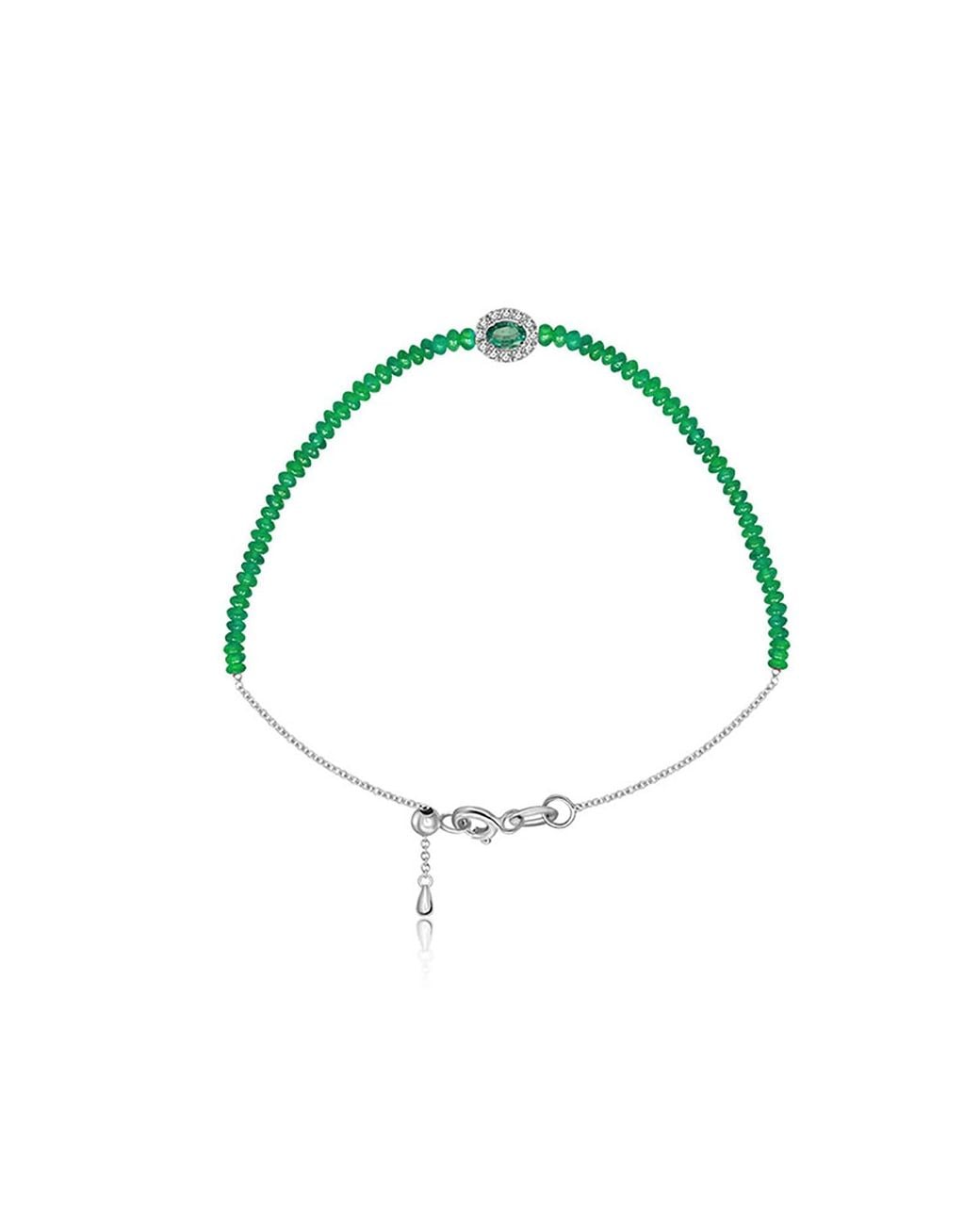 Genevieve Collection Blue 18K Emerald Bead Bracelet