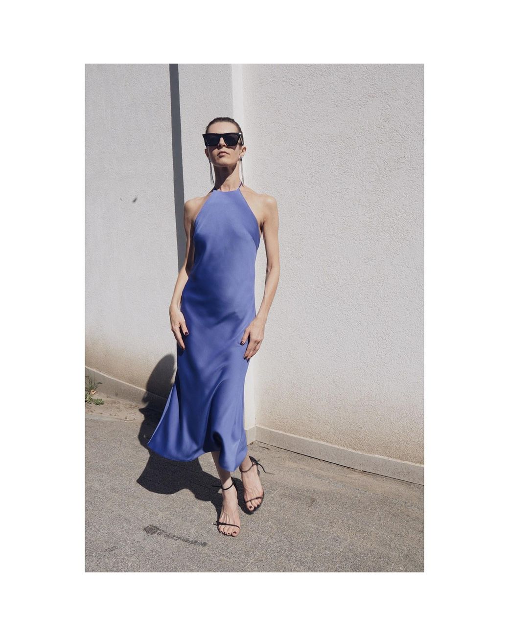 2KStyle Blue Alexander Open-Back Halterneck Satin Midi Dress
